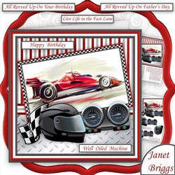 MOTOR RACING WELL OILED MACHINE 7.5 Decoupage Birthday Fathers Day Mini Kit