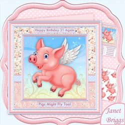 PIGS MIGHT FLY 8x8 Female Humorous Decoupage Mini Kit