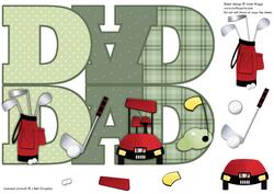 Golf Dad Shape Card or Topper with Decoupage