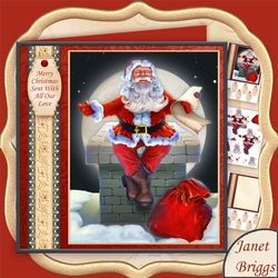 SANTA ON THE CHIMNEY 7.8 Christmas Decoupage Kit