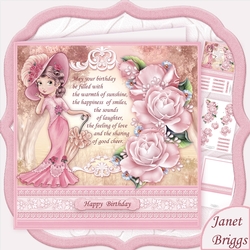 ELEGANT LADY IN PINK & Birthday Verse Decoupage Mini Kit