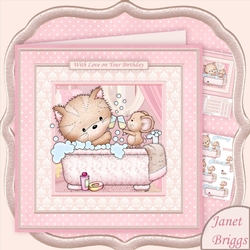 BATHTIME KITTY 8x8 Decoupage Mini Kit
