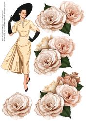 A4 Elegant Lady & Roses in Coffee & Cream Part 2