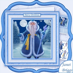 CHRISTMAS TRADITIONAL SANTA BLUE 8x8 Decoupage Mini Kit