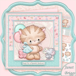 POORLY KITTY GET WELL SOON 8x8 Decoupage Mini Kit