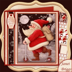 SCOOTER SANTA Christmas 7.8 Decoupage Mini Kit
