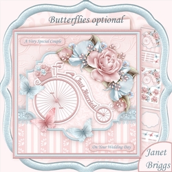 WEDDING BICYCLE & ROSES 8x8 Decoupage & Insert Mini Kit
