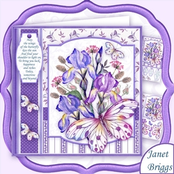 IRIS & BUTTERFLIES 8x8 Floral Decoupage Mini Kit