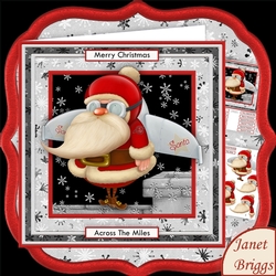 ROCKET SANTA Christmas 8x8 Decoupage Mini Kit
