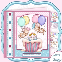 UP AND AWAY CUPCAKE DAY 8x8 Birthday Decoupage Mini Kit