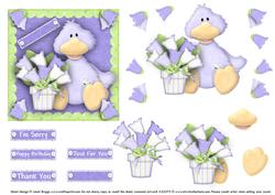 Lilac Duckling Topper & Decoupage Thank You Sorry
