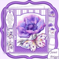 PURPLE ANEMONE & BUTTERFLY 8x8 Decoupage & Insert Mini Kit