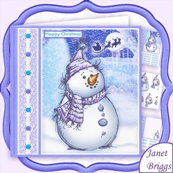 SKETCHY SNOWMAN WAITING FOR SANTA 7.5 Christmas Decoupage Mini Kit
