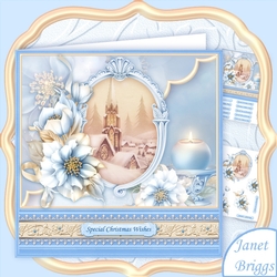 CHRISTMAS FROSTED FLORALS & CHURCH 8x8 Decoupage Mini Kit