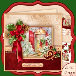 HOLLY RIBBON & CHRISTMAS DOORWAY 7.8 Decoupage Mini Kit