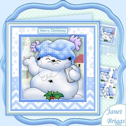 IPOD SNOWMAN 8x8 Christmas Decoupage Mini Kit