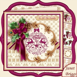 HOLLY RIBBON & PLUM BAUBLE 8x8 Decoupage & Insert Mini Kit