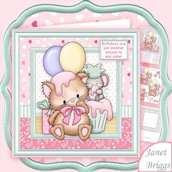 KITTYS CUPCAKE PLAY 8x8 Birthday Decoupage Mini Kit