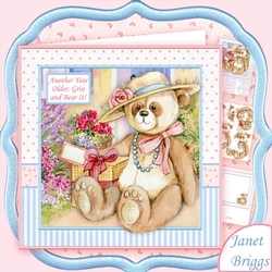 ANOTHER YEAR OLDER GRIN AND BEAR IT 8x8 Decoupage Mini Kit