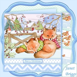 WINTER FOXES 7.8 Christmas Decoupage & Insert Mini Kit