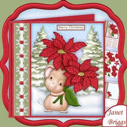 POINSETTIA MOUSE Christmas 7.5 Decoupage & Insert Mini Kit