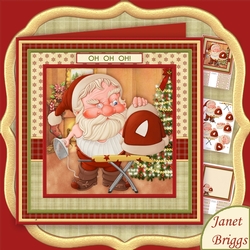 OH OH OH SANTA IRONING Christmas 8x8 Decoupage & Insert Mini Kit