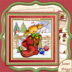 CHRISTMAS PUSS IN BOOTS 8x8 Decoupage & Insert Mini Kit