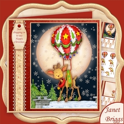 JUST DROPPING IN Christmas Deer & Balloon Decoupage & Insert Mini Kit