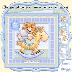 ANIMAL ROCK New Baby Boy or Birthday Decoupage Insert & Ages Kit
