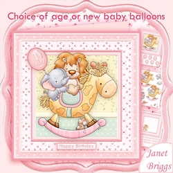 ANIMAL ROCK New Baby Girl or Birthday Decoupage Insert & Ages Kit