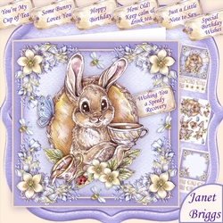 BUNNIES CUP OF TEA All Occasions Decoupage & Insert Mini Kit