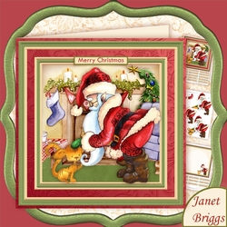 SANTAS SUPPER FROM KITTY 8x8 Christmas Decoupage & Insert Kit