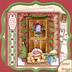 CHRISTMAS DOOR & DOG 7.5 Decoupage & Insert Mini Kit
