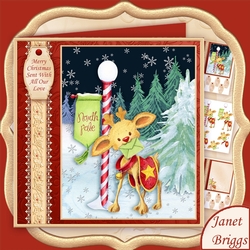 NORTH POLE DEER Christmas 7.8 Decoupage & Insert Mini Kit