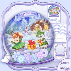 Christmas Snow Globe Bunnies Xmas Shaped Rocker Card Mini Kit