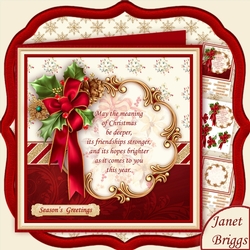 Holly Ribbon May the Meaning of Christmas Verse Decoupage & Insert Kit