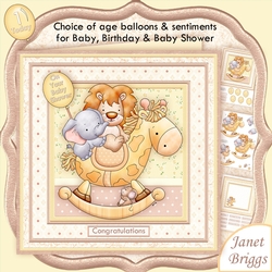 ANIMAL ROCK Baby Shower New Baby or Birthday Decoupage Insert & Ages Kit