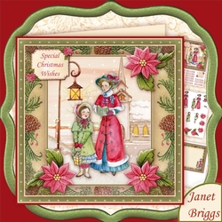 VINTAGE CAROLLERS 7.5 Christmas Decoupage & Insert Mini Kit