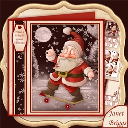 SKATEBOARD SANTA 7.8 Christmas Decoupage & Insert Mini Kit