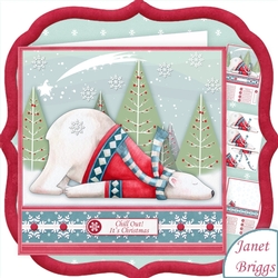 CHILLED POLAR BEAR 8x8 Christmas Decoupage & Insert Mini Kit