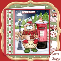 CHRISTMAS CAT AT THE POSTBOX 7.5 Decoupage & Insert Mini Kit