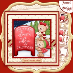 BEARS AT THE CHRISTMAS POSTBOX 8x8 Decoupage & Insert Mini Kit
