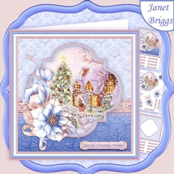 FROSTED FLORALS WINTER COTTAGE Christmas Decoupage & Insert Mini Kit