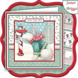 HANGING CHRISTMAS STOCKING AT NORTH POLE Decoupage & Insert Mini Kit