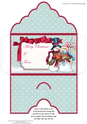 Christmas Money Wallet Gift Voucher Envelope Carolling Snowmen