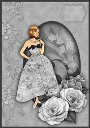 A4 Elegant Lady & Roses in Black & White Part 1