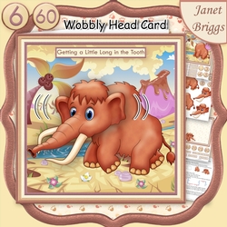LONG IN THE TOOTH MAMMOTH WOBBLY HEAD CARD 8x8 Decoupage & Insert Mini Kit
