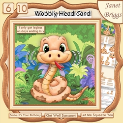 LEGLESS SNAKE WOBBLY HEAD CARD 8x8 Decoupage, Ages & Insert Mini Kit