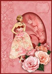 A4 Elegant Lady & Roses in Peachy Pink Part 1