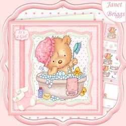 BATH TIME BABY GIRL 8x8 Decoupage & Insert Mini Kit
